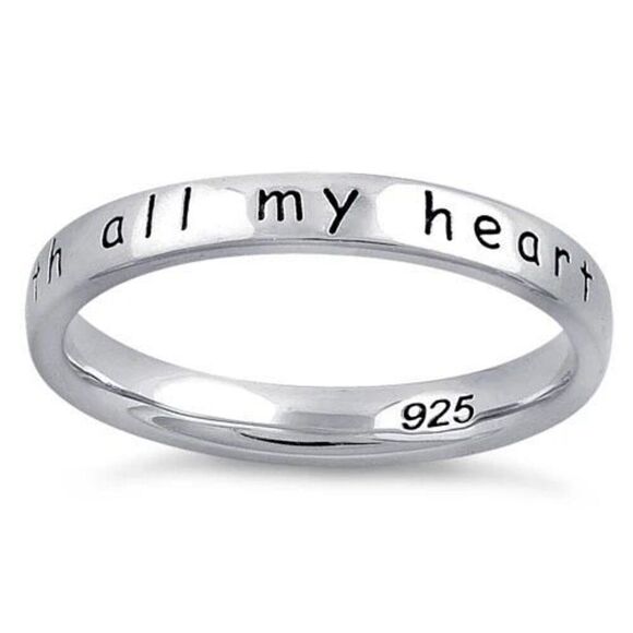 Sterling Silver "Mom, I love you with all my heart" Ring New - Picture 2 of 6